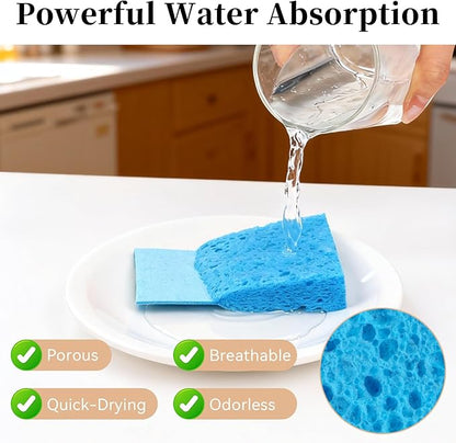 6 Pcs Kitchen Sponges for Dishes Cleaning, Non Scratch for Non Stick Cookware, Compressed Natural Cellulose Sponges, Dish Washing Scrubbers, Scrubbing Pads for Household, Bathroom (Multicolor)