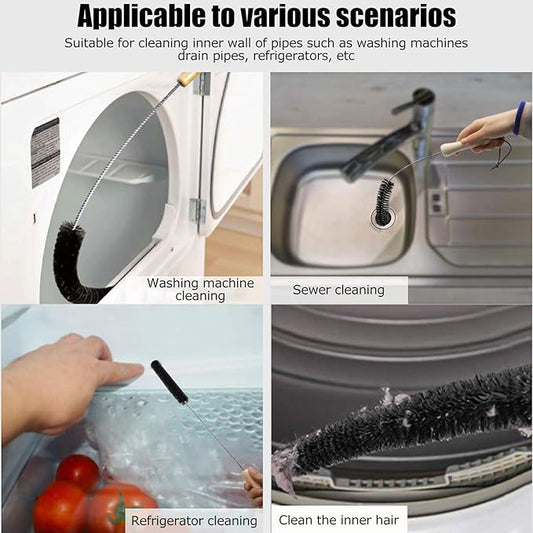 Fdit Dryer Vent Cleaner Kit Lint Brush Flexible Bendable Dryer Washing Machine Refrigerator Pipe Dredge Tool Universal Vacuum Attachment Fits Vacuum Hoses(Black)