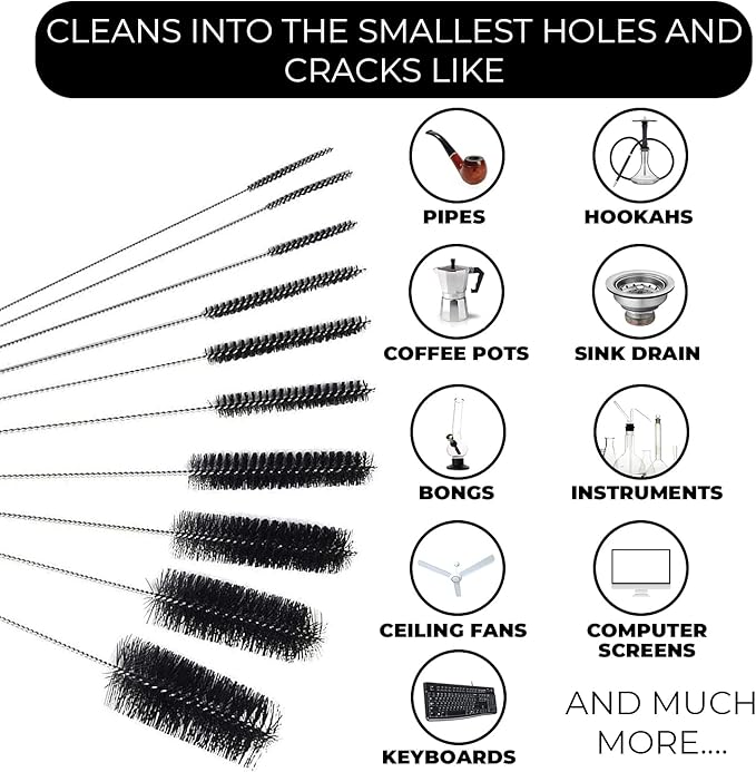 Flexible Drain Cleaning Brush (72" Long) for Drains, Bottles, Bathroom Sink, Bathtub, Shower, and Kitchen Sink, Heavy-Duty Double Ended Nylon with Elastic Hose, Bathroom Essentials, Purple