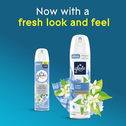 Glade Air Freshener Room Spray, Clean Linen Scent, Odor Fighting to Deliver Long Lasting Freshness, 7.3 Oz, 6 Count