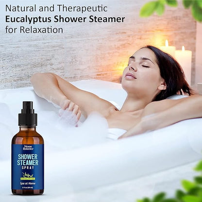 Eucalyptus Shower Steamer Spray 2 fl oz – Aromatherapy Shower Mist with Essential Oils – Eucalyptus Steam Spray for Sauna, Spa, Bathroom & Room – Nexon Botanics