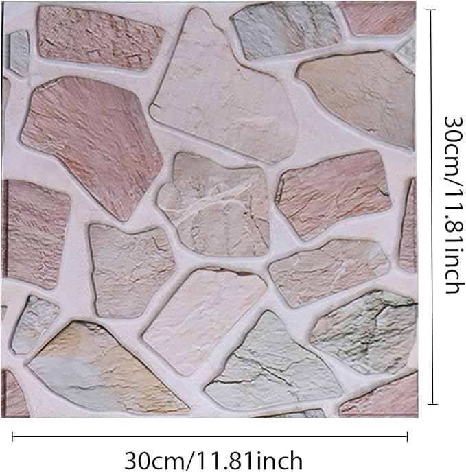 3D wall Panels Peel and Stick,Faue Stone Wall Panel,3D Texture PVC Waterproof Self Adhesive Decorative for Living Room Bedroom Kitchen Bathroom Interior wallboard 10PCS 11.81x11.81 inches