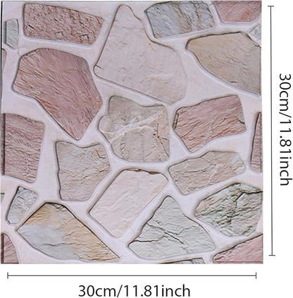3D wall Panels Peel and Stick,Faue Stone Wall Panel,3D Texture PVC Waterproof Self Adhesive Decorative for Living Room Bedroom Kitchen Bathroom Interior wallboard 10PCS 11.81x11.81 inches