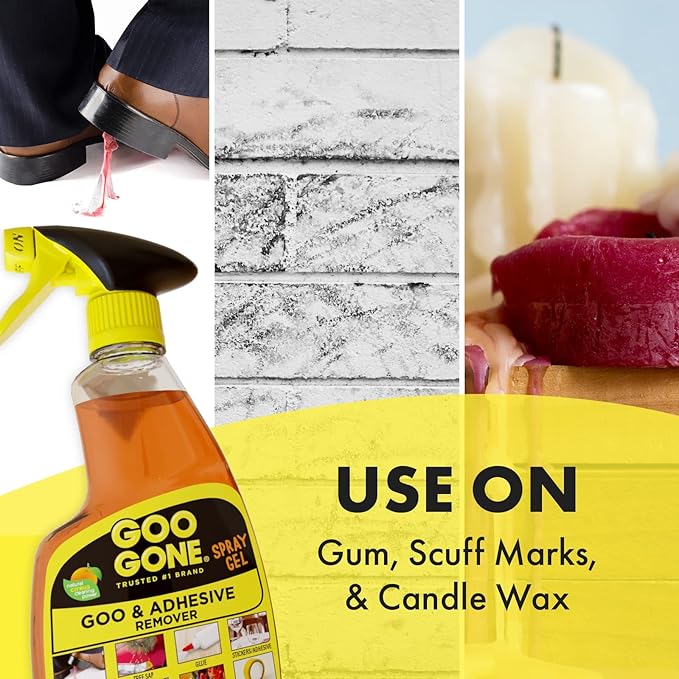 Goo Gone Adhesive Remover Spray Gel, Removes Chewing Gum, Grease, Tar, Stickers, Labels, Tape Residue, Oil, Blood, Lipstick, Mascara, 2 Pack & Sticker Lifter