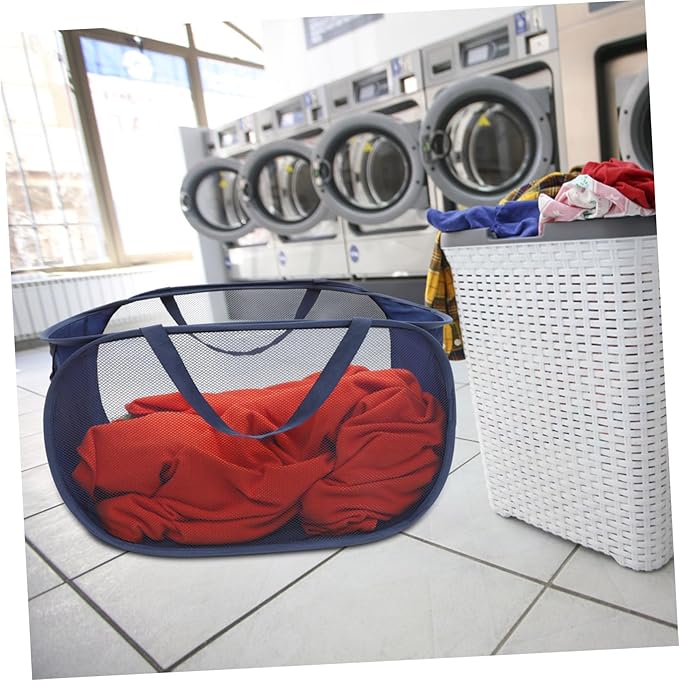 UKCOCO Large Foldable Mesh Laundry Basket with Handles Spacious Wire Hamper for Bedroom Storage Collapsible Clothes Organizer for Home