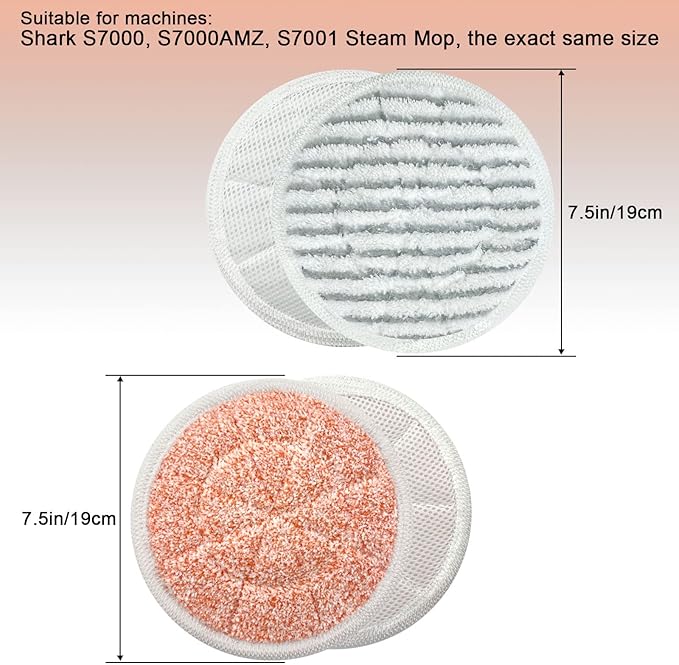 Eifrthe 10-Pack S7000 Replacement Steam Mop Pads,Compatible with Shark S7001 S7000AMZ, S7000 S7001TGT S7201 S7005 S7020 S8001 S8201 Series Steam Mop Pads,Steam & Scrub All-in-One Scrubbing Mop Pads