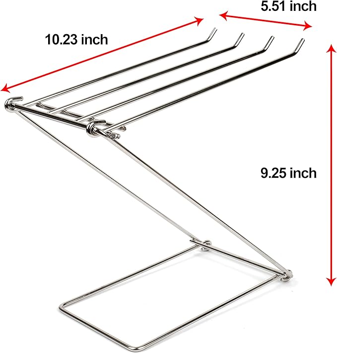 LENITH Stainless Steel Washcloth Holder Dish Rag Cloth Holder, 4 Arms Folding Towel Drying Rack for Kitchen countertop Bathroom, Hand Towel Stand Rack, Silver
