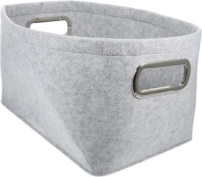 Felt Storage Basket Laundry Hamper with Handles Multifunctional Home Organizer for Clothes Books Cosmetics Lightweight Container for Bedroom and Closet Light Gray