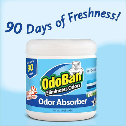OdoBan Multipurpose Cleaner Disinfectant and Harsh Smell Eliminator Fabric/Air Freshener Pack: Ready-to-Use 360-Degree Continuous Spray, Trigger Spray, Solid Smell Absorber, Fresh Linen Scent