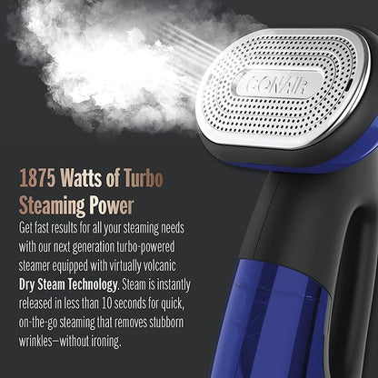 Conair 2-in-1 Handheld Steamer and Iron for Clothes,Turbo ExtremeSteam 1875W Garment Steamer and Clothing Iron,Black/Blue,(Pack of 2)