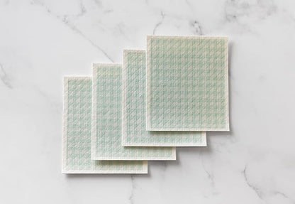 Martha Stewart Swedish Kitchen Absorbent Sponge Dish Cloths, Teal Gingham, 8 Count