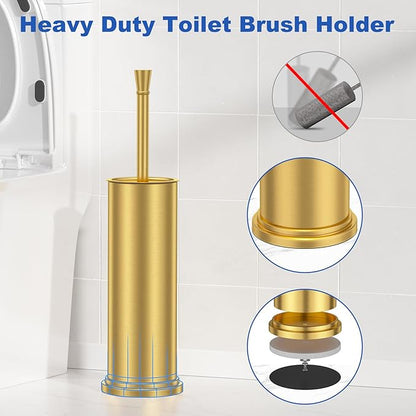 Toilet Brush and Holder Set：304 Stainless Steel Heavy Duty Toilet Bowl Brush，Removable Inner Bowl and Splash Protection，Bathroom Toilet Brush-Dense Bristles for Through Cleaning