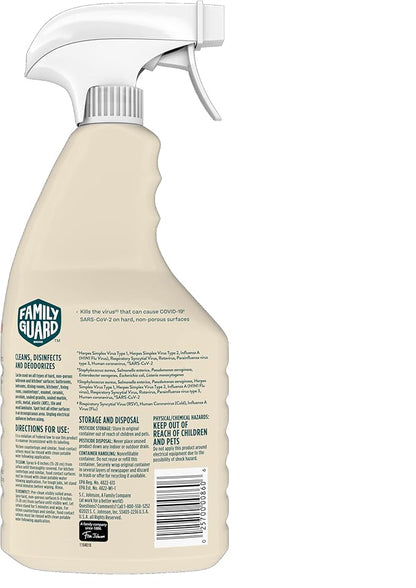 FAMILYGUARD Brand Disinfectant Spray Trigger & Multi Surface Cleaner, Antibacterial Spray, Expertly Formulated for Use In Homes with Children & Pets, Citrus Scent, 32 oz (Pack of 1)