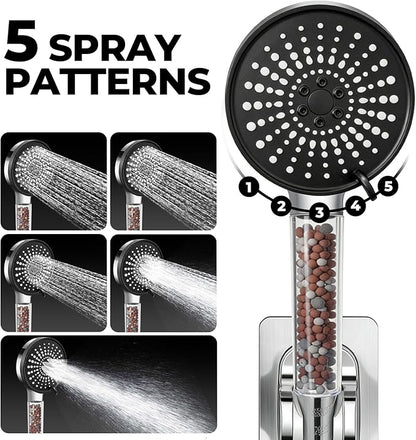 Filtered Shower Head,8 Inch Rain Shower Head with Handheld Spray Combo, Adjustable High Pressure Rainfall Shower Head, Dual Showerhead Set with Extension Arm and 60 Inch Long Shower Hose