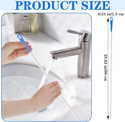 2pcs Sink Drain Cleaner Brush, 23.62 Inches Snake Cleaning Flexible Drain Brush, Long Pipe Drains Clog Remover Hair Cleaning Tool for Toilet, Kitchen Sink, Bathroom Tub, Shower, and Sewer