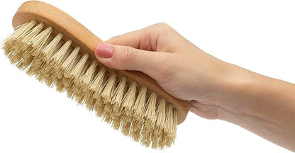 KONEX Nylon Fiber Economy Utility Cleaning Hand Brush | Heavy Duty Hand-Held Scrub Brush Stiff Bristles | Wooden Body, Ideal Scrub Brushes for Cleaning (Peanut Shaped) (Pack of 2)