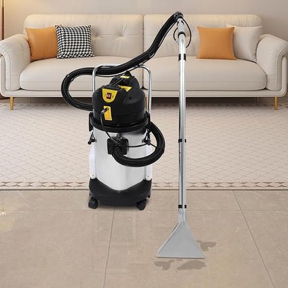 30L/8Gal Commercial Carpet Cleaner, 1000W Wet Dry Upholstery Cleaner Machine with Long Flat/Dust/Water Vacuum Head, Professional 3in1 Floor Cleaning Machine Extractor Vacuum for Carpet Sofa Curtain