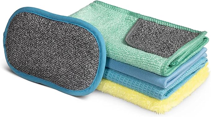 E-Cloth Essential Starter Pack - Microfiber Cleaning Cloth Kit, Window, Glass, & Kitchen Cleaning Towels, Washing up Pad, Streak Free & Shiny Finish, Cleans with Just Water, Machine Washable, Reusable
