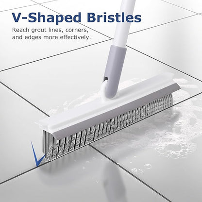 Grout Brush with Long Handle, Floor Cleaning Scrubber with Stiff Bristles for Tile Line, Shower, Crevice, Bathroom, Kitchen and Hard-to-Reach Corners