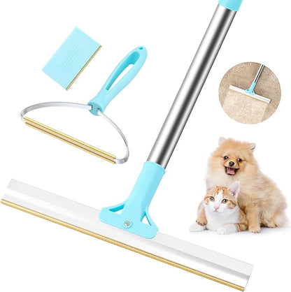 Carpet Rake for Pet Hair Removal (3PCS) 53.5“ Adjustable Long Handle Carpet Rake Remover for Cat Dog Hair Remover Carpet Brush Scraper Lint Remover Scraper for Carpets, Rugs, Mats, Couch