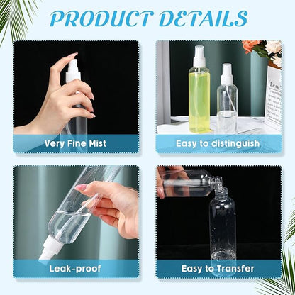 Tanlade 100 Pcs 8 oz Empty Spray Bottles with Pump Spray Cap Refillable Clear Plastic Misting Bottles Fine Mist Bottle for Hair Essential Oils Beauty Products Cleaning Travel(White)