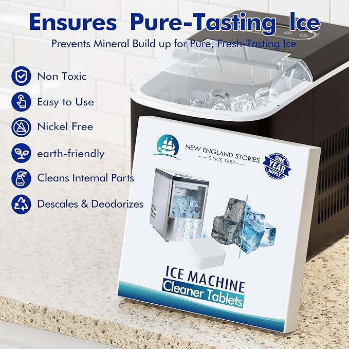Ice Machine Cleaner and Descaler Tablets, 24 Count Nickel Safe Formula, Scale Remover for Countertop and Nugget Ice Makers, Compatible with GE Opal, GE Profile, Frigidaire, and Kitchenaid