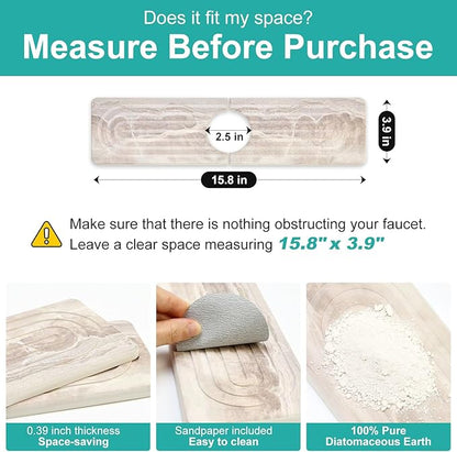 Small Diatomite Kitchen Sink Faucet Mat Water Absorbing Stone Tray Quick Drying Stone Mat for Kitchen Sink Protector Splash Guard Behind Faucet Water Absorbent Mats for Bathroom Counter Decor