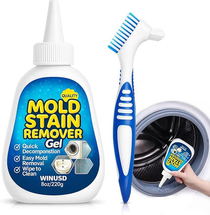 8OZ Active Stain Remover Gel Cleaner for Washing Machine Seal, Bathroom Grout, Shower Caulk, Tile, Walls, Toilet Bowl, Sink, Silicone - Effortless Application, Long-Lasting Protection