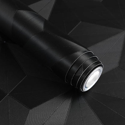 3D Peel and Stick Wallpaper Black Contact Paper 15.7'' X 395'' Wall Paper Renter Friendly Wallpaper for Cabinets and Drawers Removable Vinyl Wrap Modern Geometric Wallpaper Self Adhesive