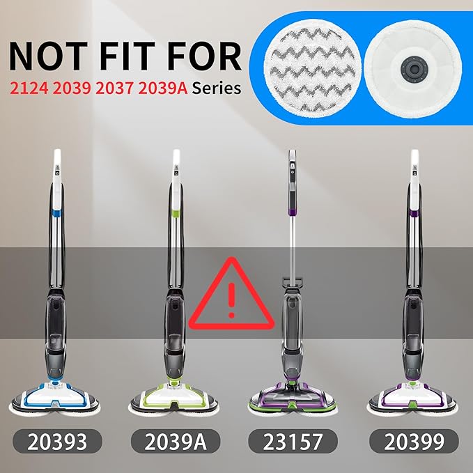 3897A / 3712 Rotating Steam Mop Pads Replacement for Bissell SpinWave Smart Steam Scrubbing Steam Mop Cleaner 【Models 3897A/3712 ONLY】, Washable Reuseable Refill Pads（6Pack） (6Gray)