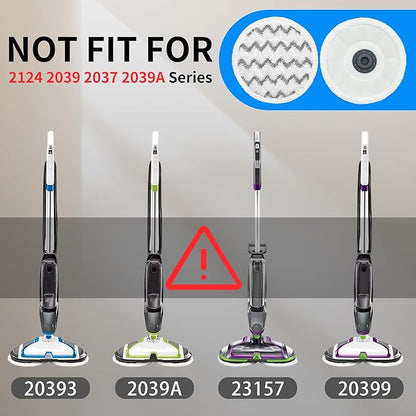 3897A / 3712 Rotating Steam Mop Pads Replacement for Bissell SpinWave Smart Steam Scrubbing Steam Mop Cleaner 【Models 3897A/3712 ONLY】, Washable Reuseable Refill Pads（6Pack） (2Gray 4Blue)