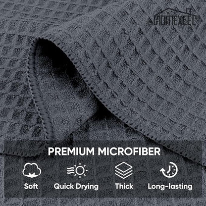 HOMEXCEL Waffle Weave Microfiber Towel, 10 Pack Lint Free Cleaning Rags, 12 x 12 Inches Barista Towels, Reusable Microfiber Cleaning Cloth for Household, Kitchen, Glass and Window, Grey