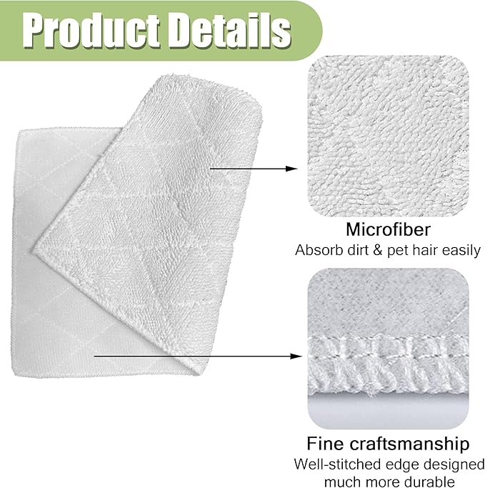Light n Easy Steam Mop Pads Replacement for OApier S5 and SENMO Steam Mop Floor Cleaning Cloths Compatible with Light 'N' Easy S3601 S3101 S7326 7688ANB 7688ANW 7618ANB 7618ANW S6 S15 S1 S4 S5 S12