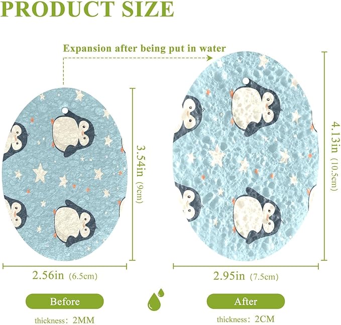 Penguin Kitchen Scrub Sponges, Pop-up Kitchen Cleaning Sponges Reusable Dish Washing Sponges for Bathroom Household Cleaning 3 Pack - Non Scratch Scrubber