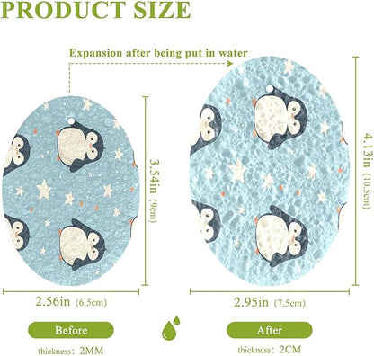 Penguin Kitchen Scrub Sponges, Pop-up Kitchen Cleaning Sponges Reusable Dish Washing Sponges for Bathroom Household Cleaning 3 Pack - Non Scratch Scrubber