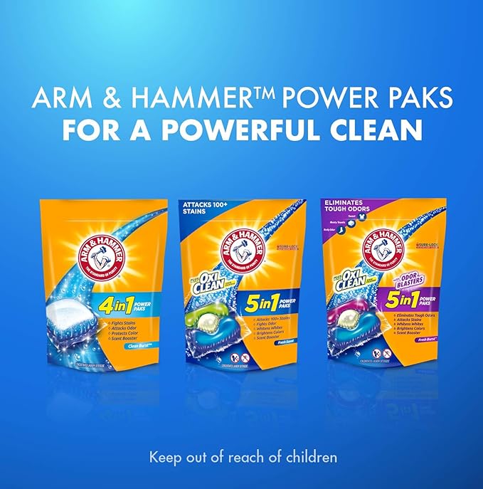 Arm & Hammer 4-in-1 Laundry Detergent Power Paks, Fresh, 58 Count (Pack of 4)