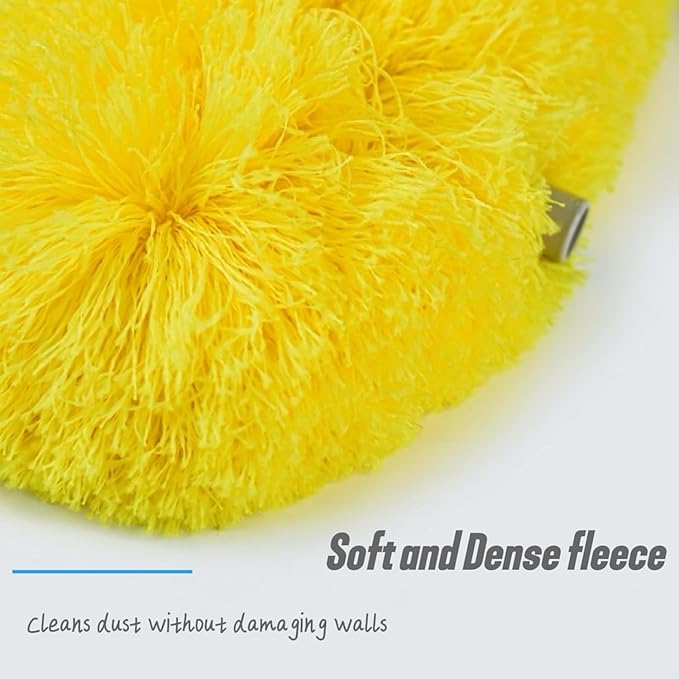 Ceiling fan dust collector, ultra-fine fiber dust collector with extendable extension rod, suitable for cleaning high ceiling fans, furniture, blinds, cars, bookshelf doors, etc.13-50 inches, (yellow)
