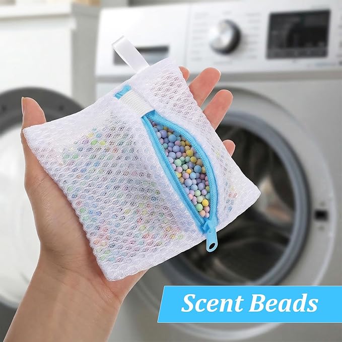 4 PCS Laundry Pod Anti-Sticking Bag Reusable Laundry Mesh Bag with Zipper Mini Pods Dissolution Protection Pacs Secure Holder for Detergent Pods Scent Beads Washer Safe Delicates