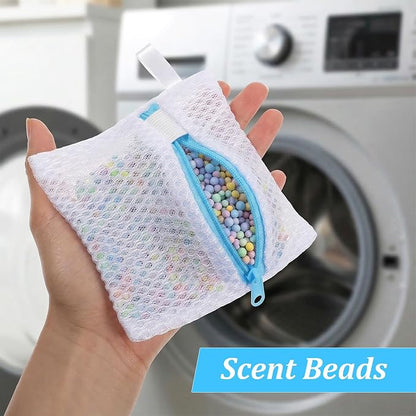 4 PCS Laundry Pod Anti-Sticking Bag Reusable Laundry Mesh Bag with Zipper Mini Pods Dissolution Protection Pacs Secure Holder for Detergent Pods Scent Beads Washer Safe Delicates