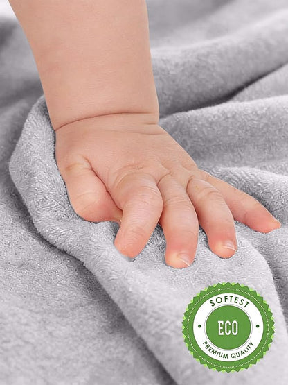 HIPHOP PANDA Baby Washcloths, Rayon Made from Bamboo - 2 Layer Ultra Soft Absorbent Newborn Bath Face Towel - Reusable Baby Wipes for Delicate Skin - Grey, 6 Pack