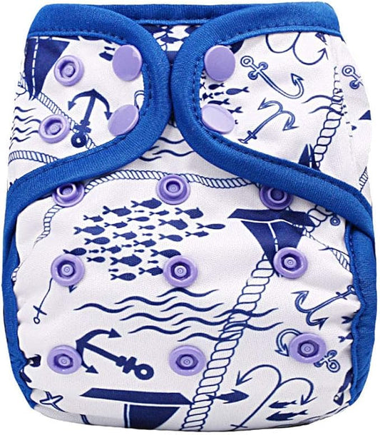 OsoCozy Newborn Reusable Cloth Diaper Covers - Adjustable Snap Fit & Double Leg Gussets for Baby Boys & Girls from 6-12 Pounds. Use with Prefold, Flat or Fitted Cloth Diapers or Snap-in Inserts