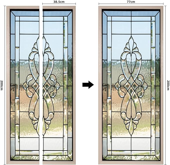 A.Monamour 3D Door Stickers for Interior Doors Stained Glass Front Door Vinyl Waterproof Self Adhesive Door Mural Decals for Bedroom Office Bathroom 77x200cm