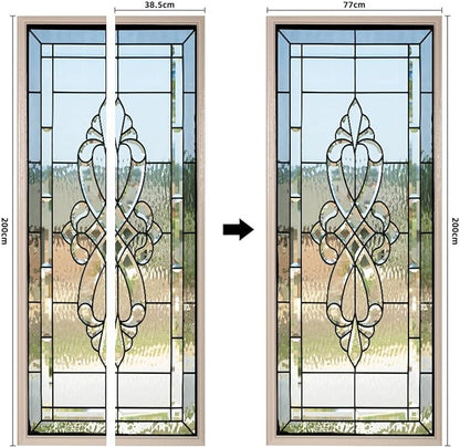 A.Monamour 3D Door Stickers for Interior Doors Stained Glass Front Door Vinyl Waterproof Self Adhesive Door Mural Decals for Bedroom Office Bathroom 77x200cm