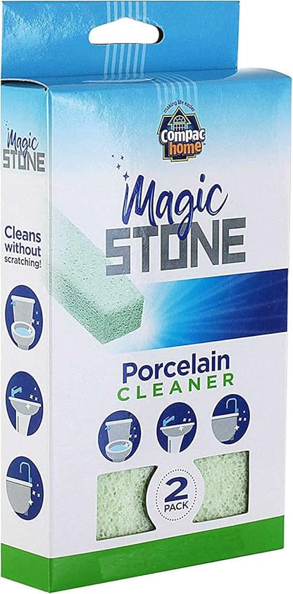 Compac Home Magic-Stone Porcelain Cleaning Stick - Toilet Bowl Cleaner, Handy Toilet Cleaner Easily Scrubs/Removes Stubborn Lime Stains from Porcelain or Bathroom Fixtures, 2 Count