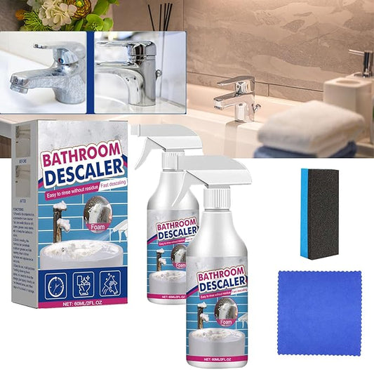 Bathroom Descaler Foam Cleaner Spray, Stubborn Stains Cleaner for Tiles, Faucets, Tubs & Glass, 60ml Each - All-Purpose Bathroom Stain Remover, Fresh Scent (2)