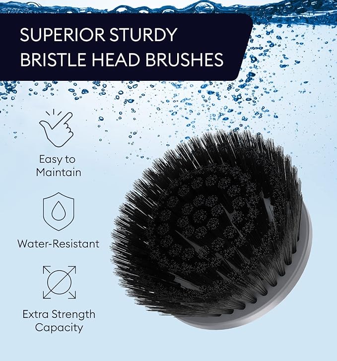 Replacement Brush Heads Set of 3 for GENIANI Electric Spin Scrubber, Scrub Brush for Cleaning Bathroom, Tile, Floor, Tub, and Shower (Black)