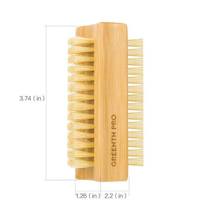 Bamboo Nail Brush，2PCS Two-side Firm Nature Wooden Sisal Scrub Brush for Toes and Nails,Cleaning Nail Brush