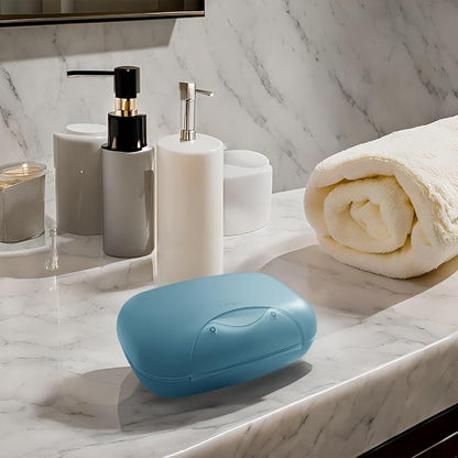 Travel Soap Holder Bar Soap Dish Shower Soap Saver Case Container Box for Bathroom Camping Gym Vonpri (Blue 3pack Without Bag)