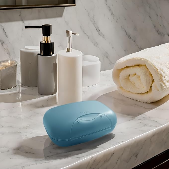 Travel Soap Holder Bar Soap Dish Shower Soap Saver Case Container Box for Bathroom Camping Gym Vonpri (Dark Blue, Without Bag)