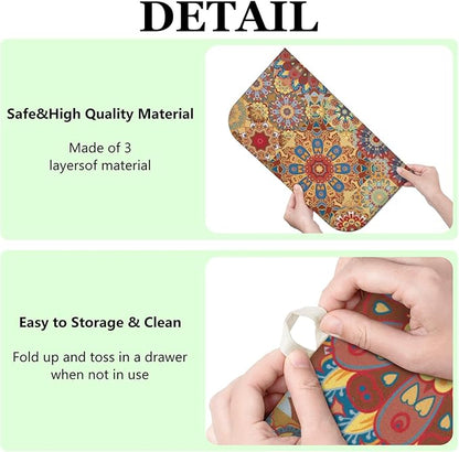 Boho Dish Drying Mat for Kitchen Countertops, Bohemian Floral Microfiber Drying Mat, Washable Absorbent Farmhouse Plaid Kitchen Countertop Dish Drainer, 16x18 Inch